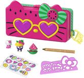Mattel Mattel Hello Kitty and Friends Minis Watermelon Beach Party Pencil Case Playset (7.5-in) with 2 Sanrio Figures and Stationery Supplies, Great Gift for Kids Ages 4Y+